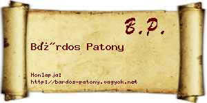 Bárdos Patony névjegykártya